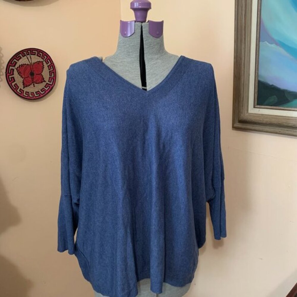 Pure‎ Jill J. Jill Blue V-Neck Dolman Sleeve Knit Sweater Medium